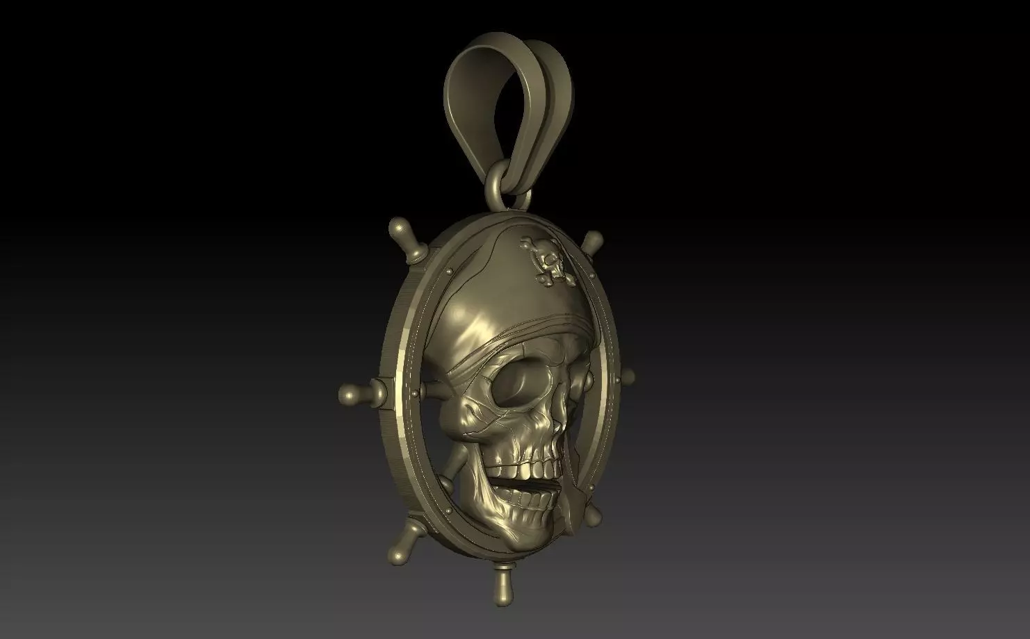 Pirate skull pendant 3D print model_1