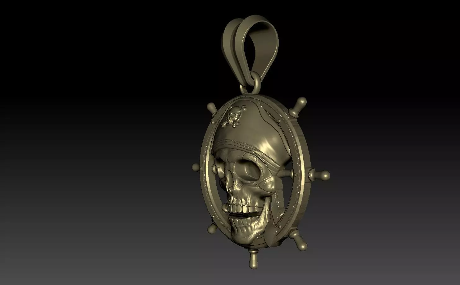 Pirate skull pendant 3D print model_2