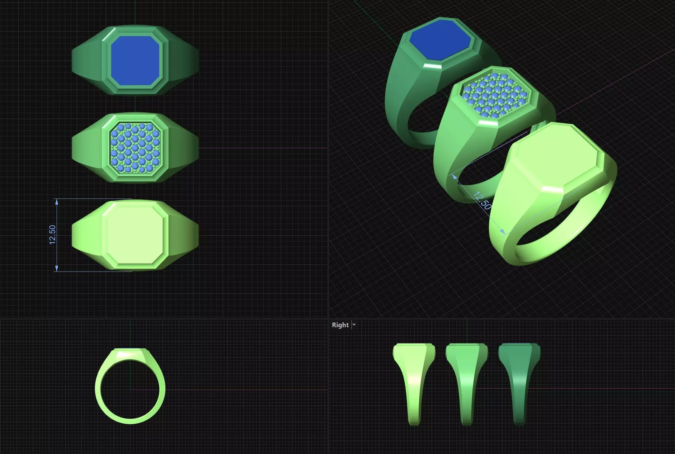 Signet Ring Collection 3D print model_1