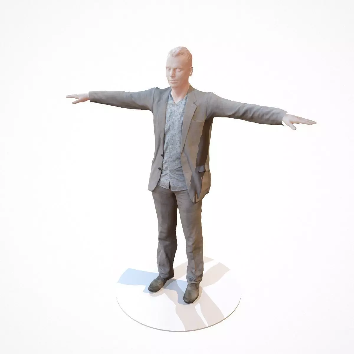 Male Costume Outfit Business Low-poly 3D model_0