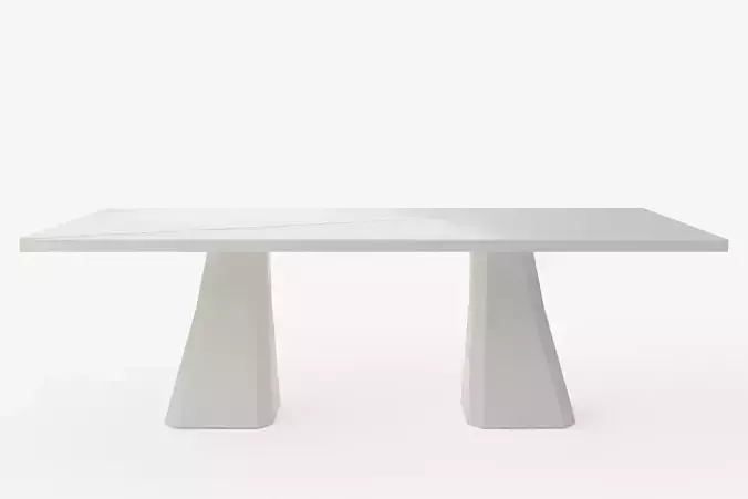 Via Rectangular White Plaster Dining Table 3D model