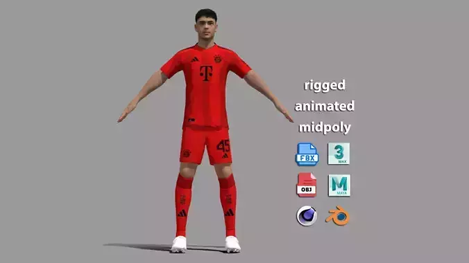 T-Pose Rigged Pavlovic Bayern Munich 24-25 3D model