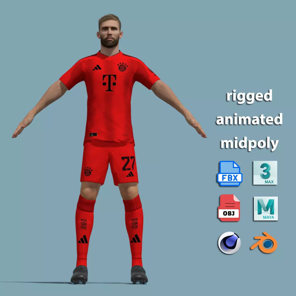 T-Pose Rigged Konrad Laimer Bayern Munich 24-25 3D model_1
