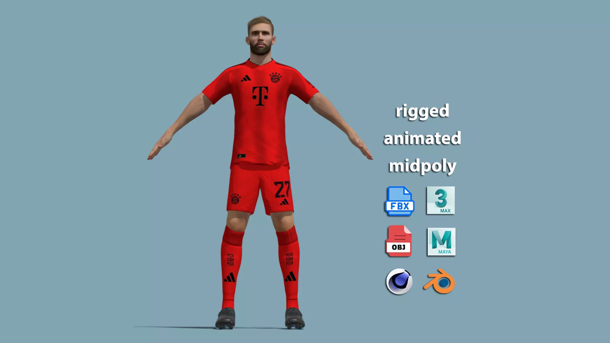 T-Pose Rigged Konrad Laimer Bayern Munich 24-25 3D model_0