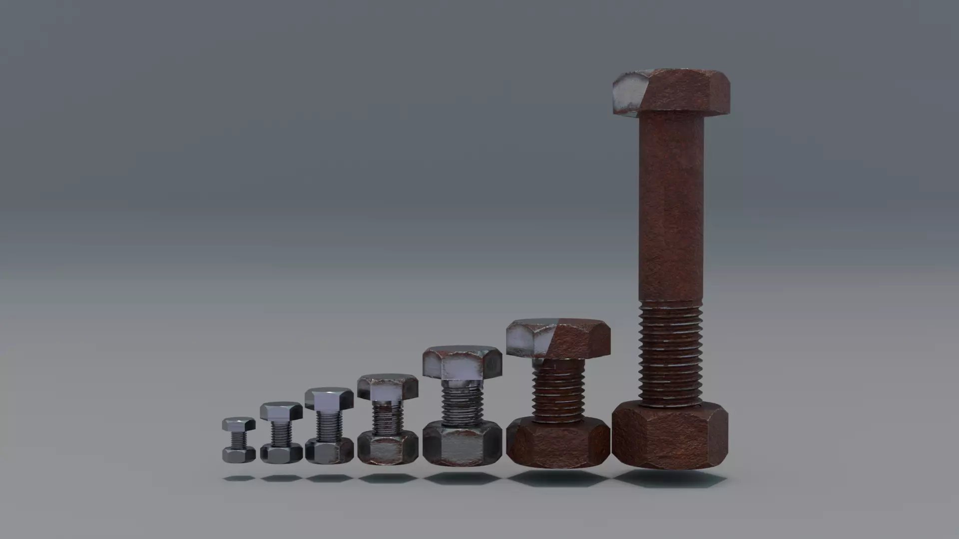 Nuts and Bolts High-Poly with Variants Free 3D model
