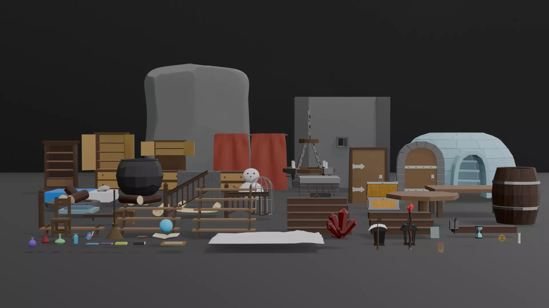 Low Poly Fantasy Props Pack Low-poly 3D model_2