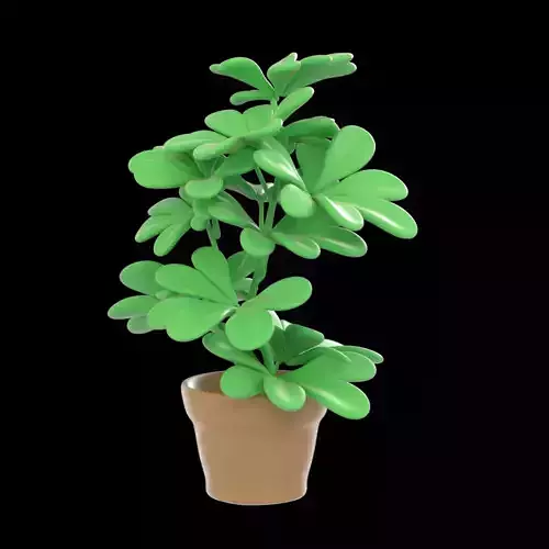 Stylized Cartoon Potted Plant 3D Model