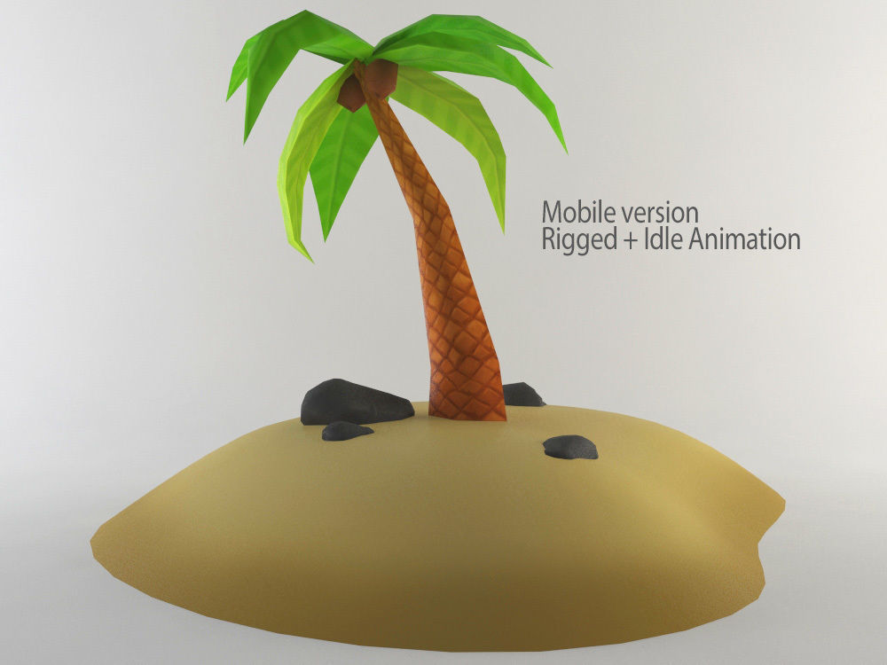 Cartoon Palm Tree Low-poly 3D model_4