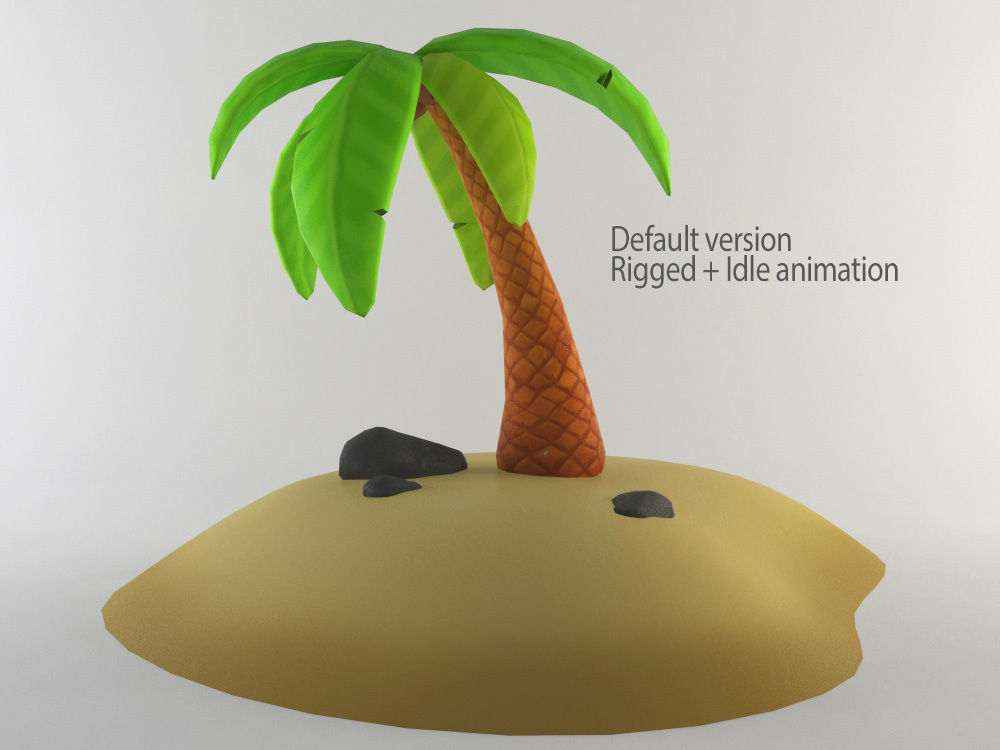 Cartoon Palm Tree Low-poly 3D model_3