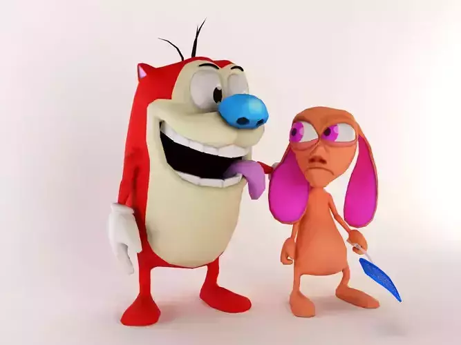 Ren and Stimpy Characters Low-poly 3D model