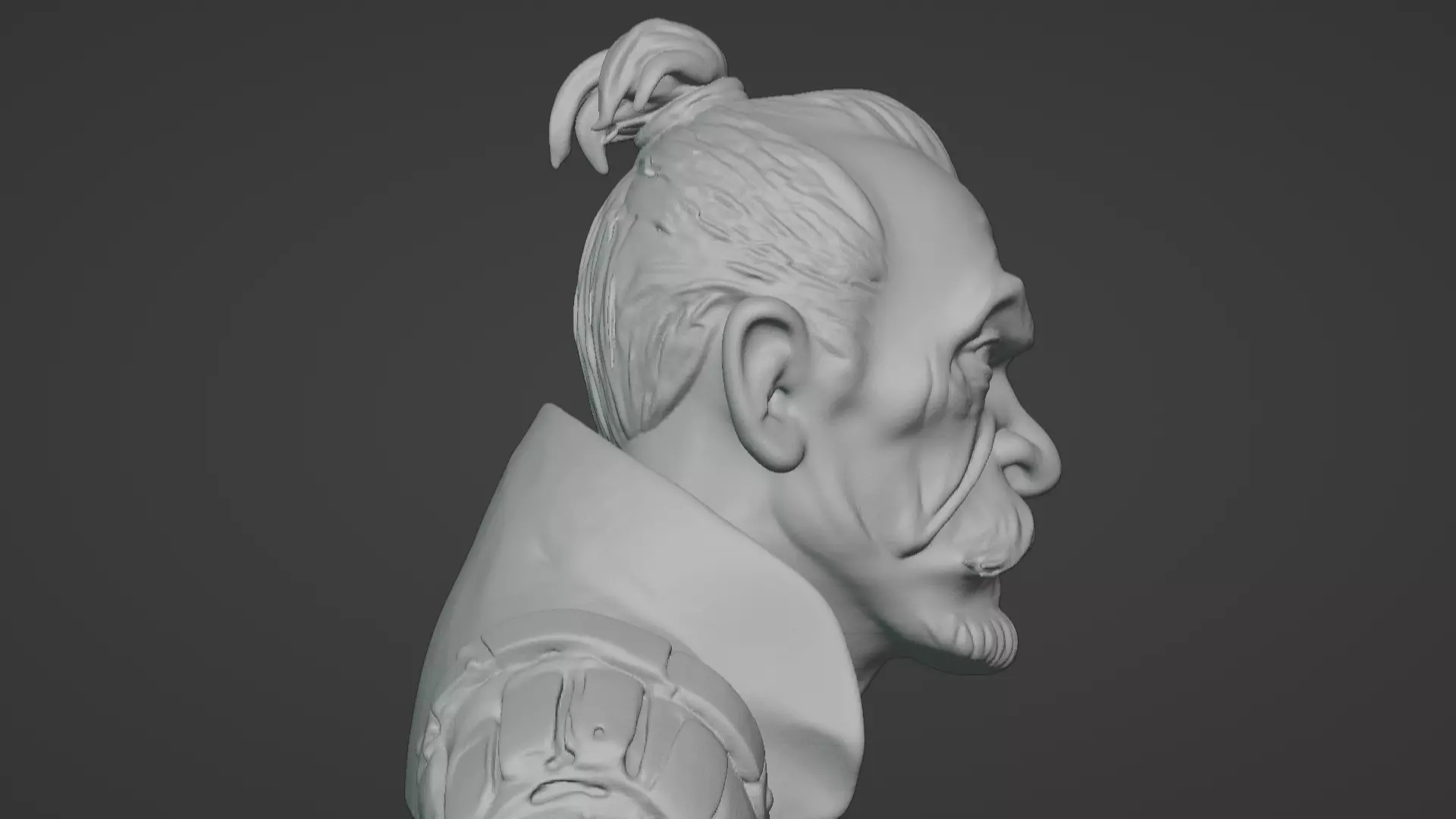 Old Samurai Master Head Bust  3D print model_38