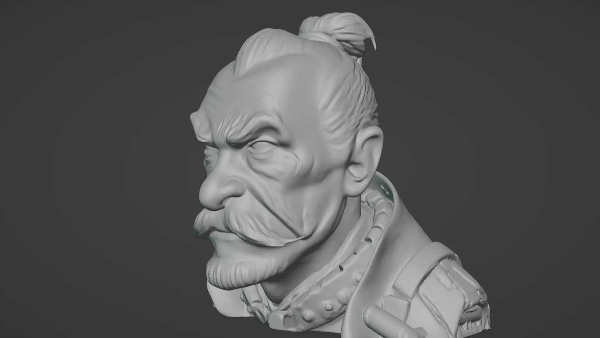 Old Samurai Master Head Bust  3D print model_72