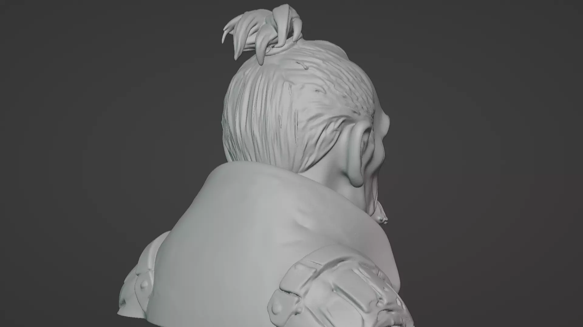 Old Samurai Master Head Bust  3D print model_31