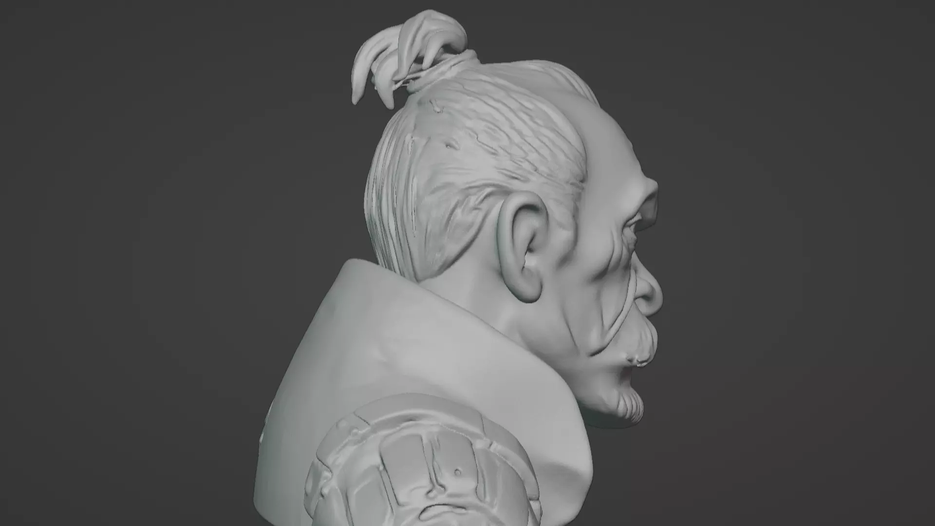 Old Samurai Master Head Bust  3D print model_28