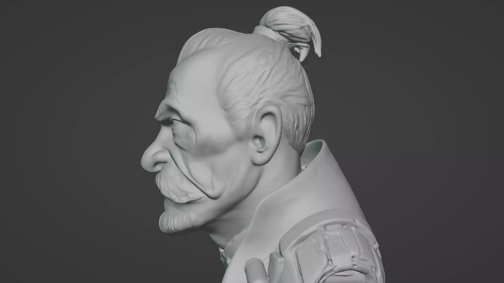 Old Samurai Master Head Bust  3D print model_87