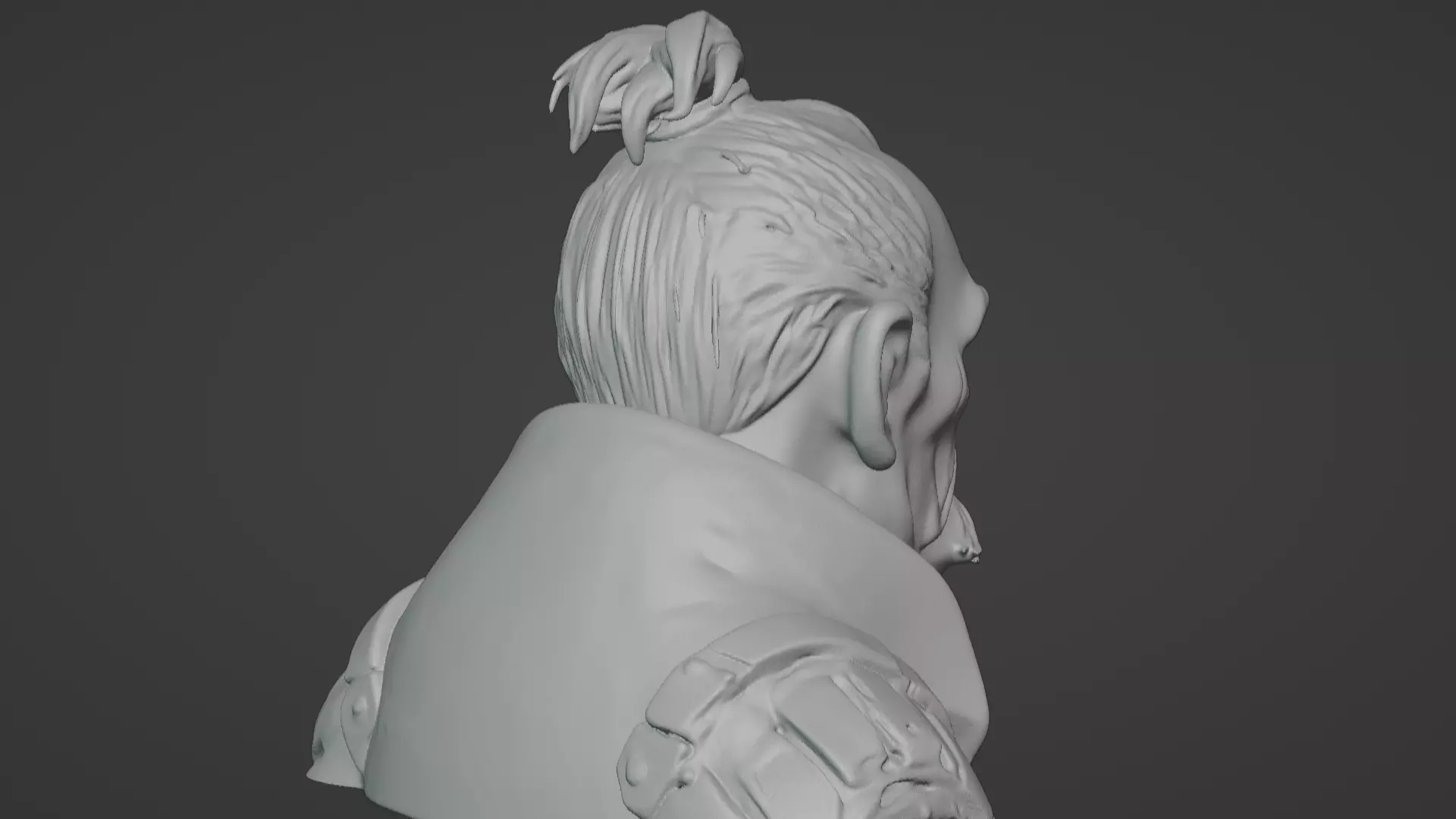 Old Samurai Master Head Bust  3D print model_33
