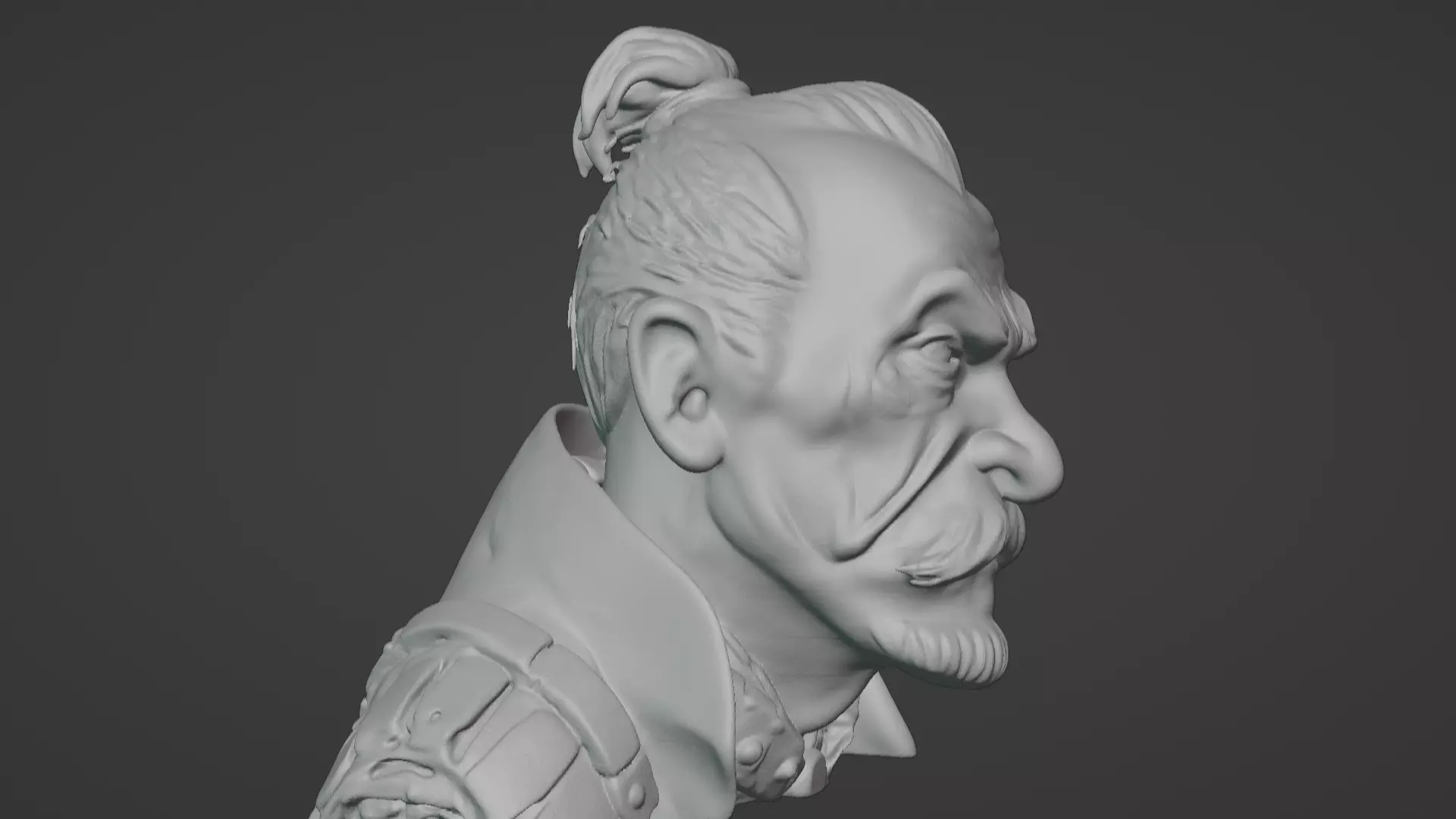 Old Samurai Master Head Bust  3D print model_40