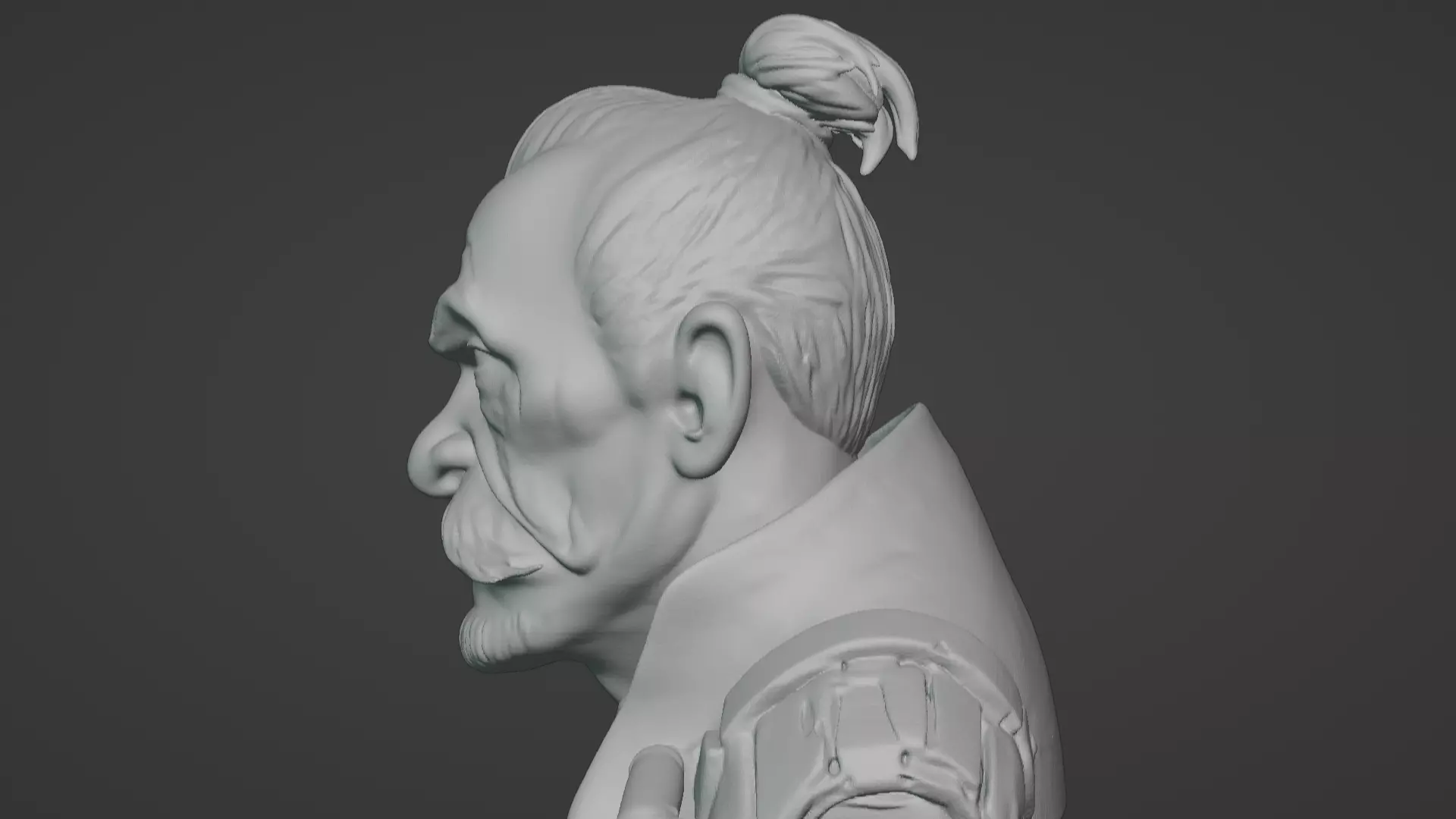 Old Samurai Master Head Bust  3D print model_79