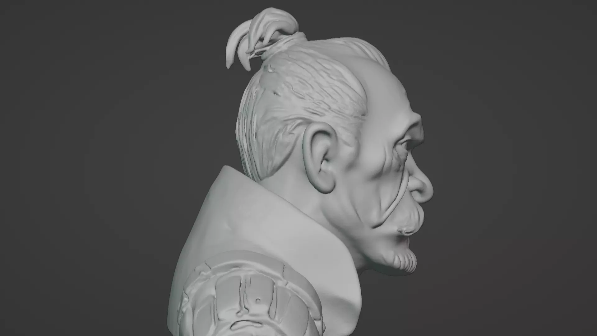 Old Samurai Master Head Bust  3D print model_29