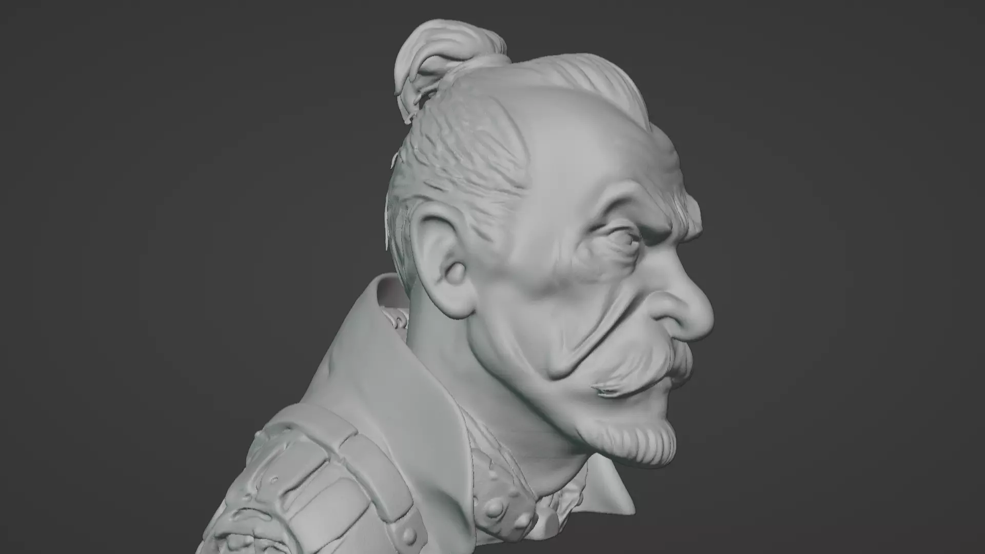 Old Samurai Master Head Bust  3D print model_19
