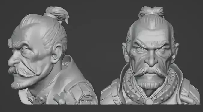 Old Samurai Master Head Bust  3D print model Old Samurai Master Head Bust  3D print model