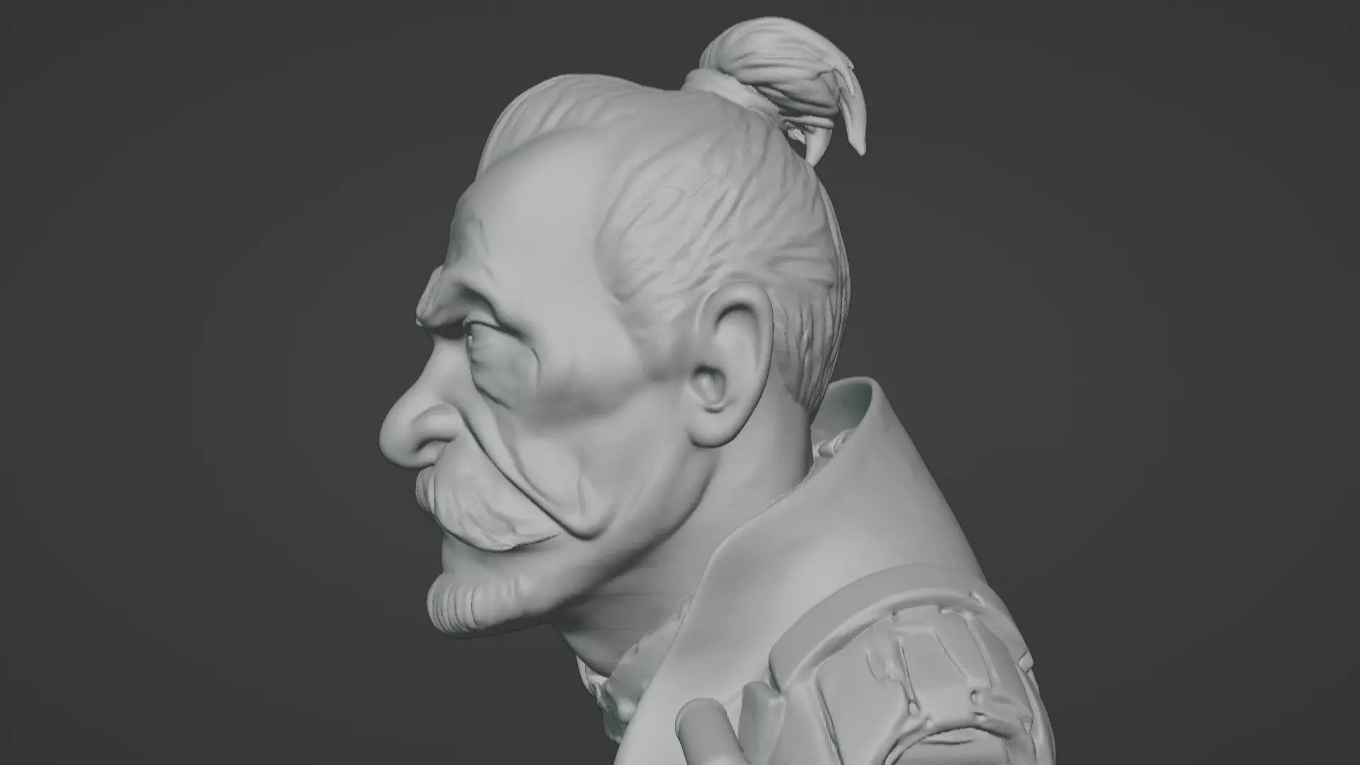 Old Samurai Master Head Bust  3D print model_74
