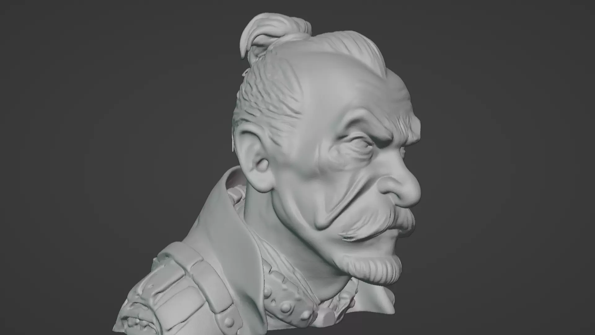 Old Samurai Master Head Bust  3D print model_10