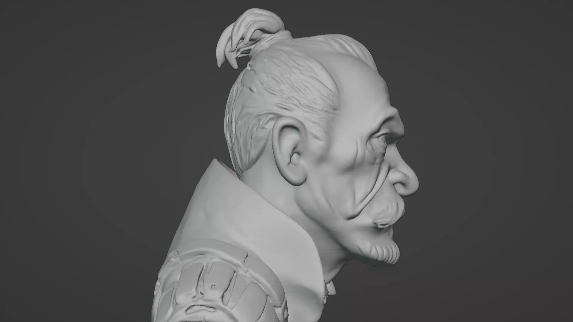 Old Samurai Master Head Bust  3D print model_24