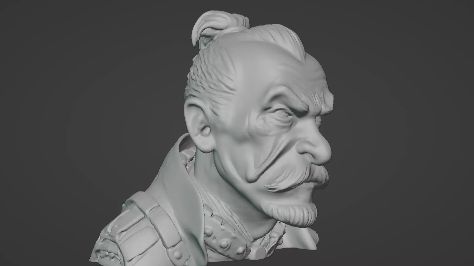 Old Samurai Master Head Bust  3D print model_18