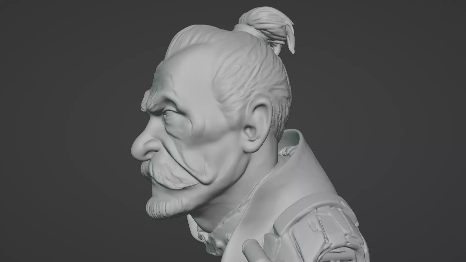 Old Samurai Master Head Bust  3D print model_84