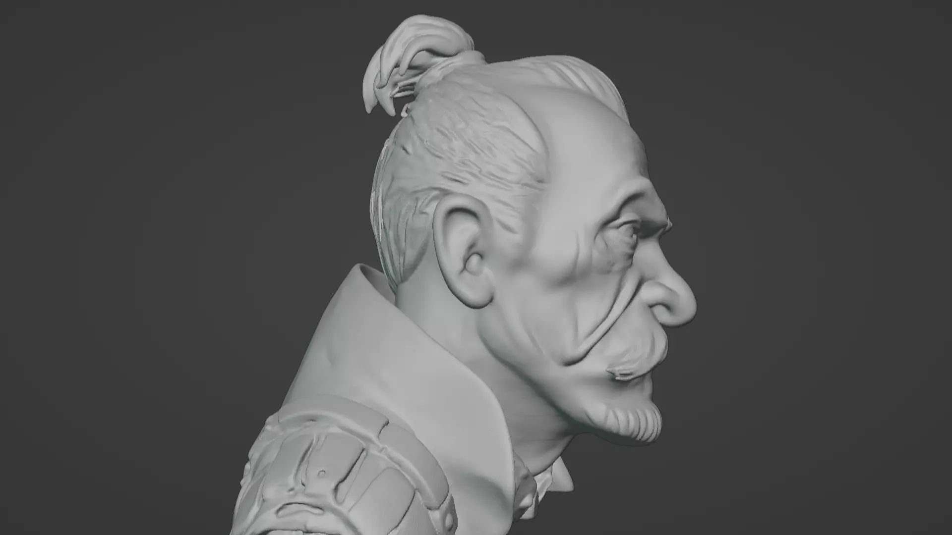 Old Samurai Master Head Bust  3D print model_23