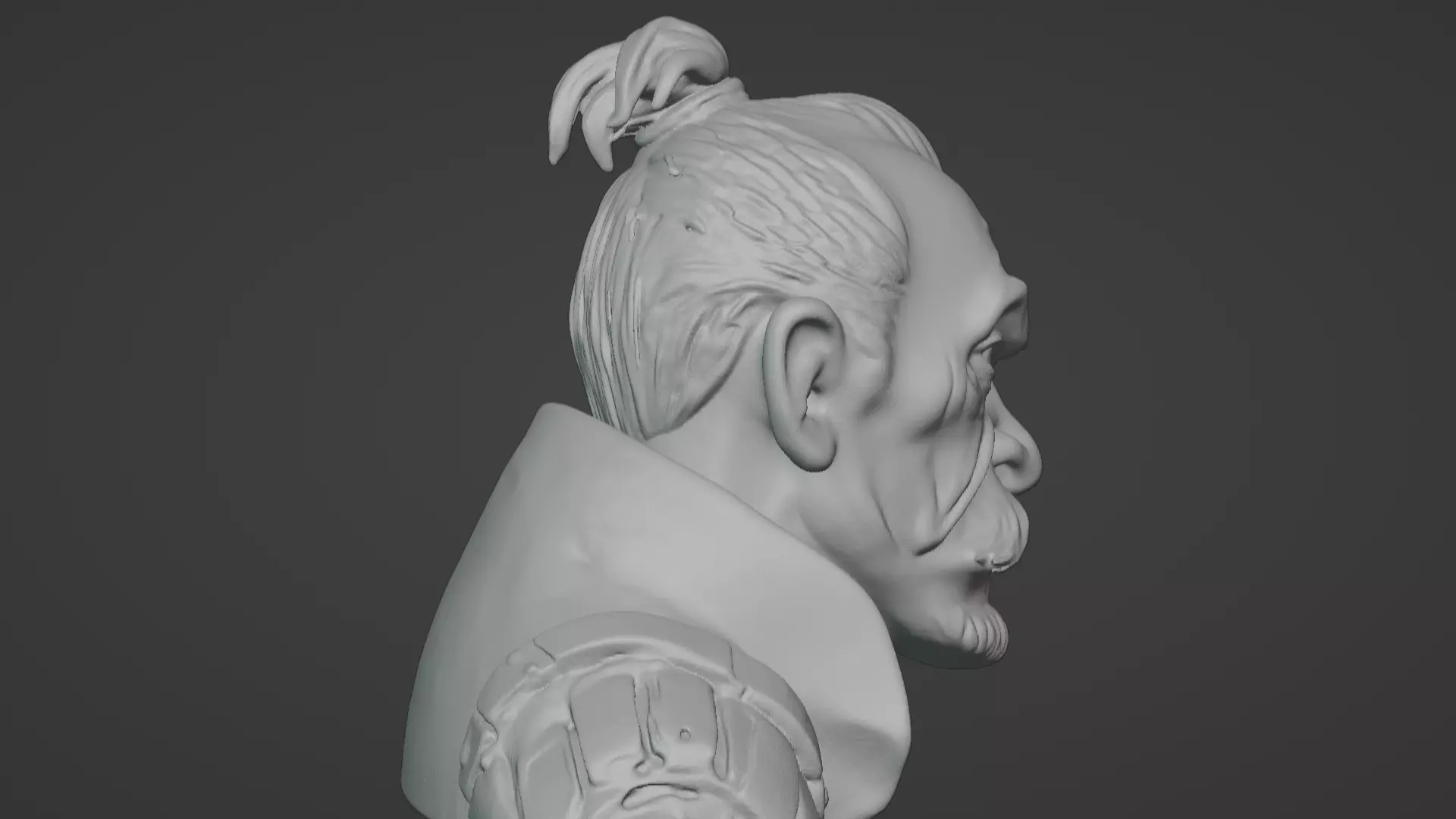 Old Samurai Master Head Bust  3D print model_37