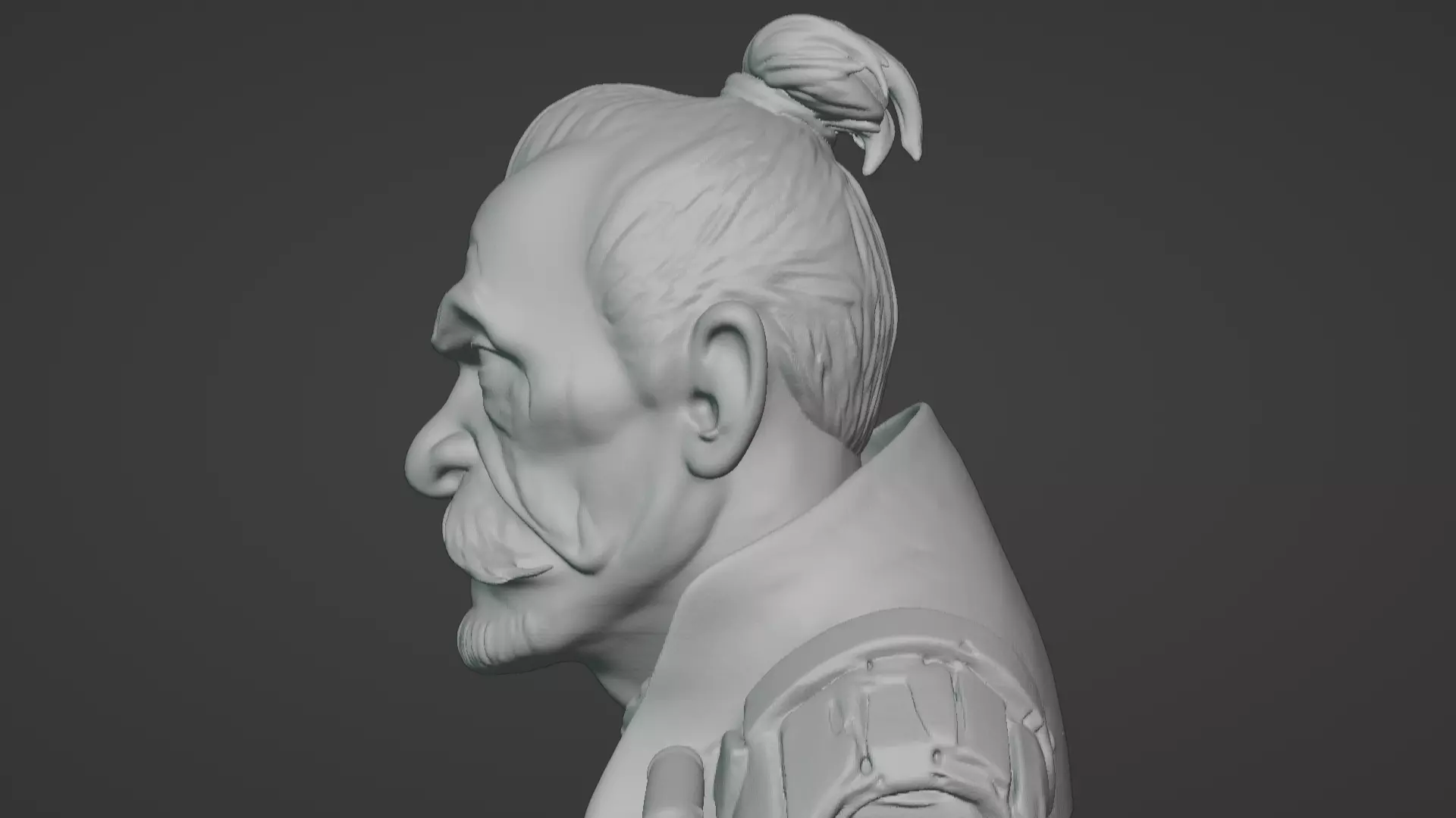 Old Samurai Master Head Bust  3D print model_88