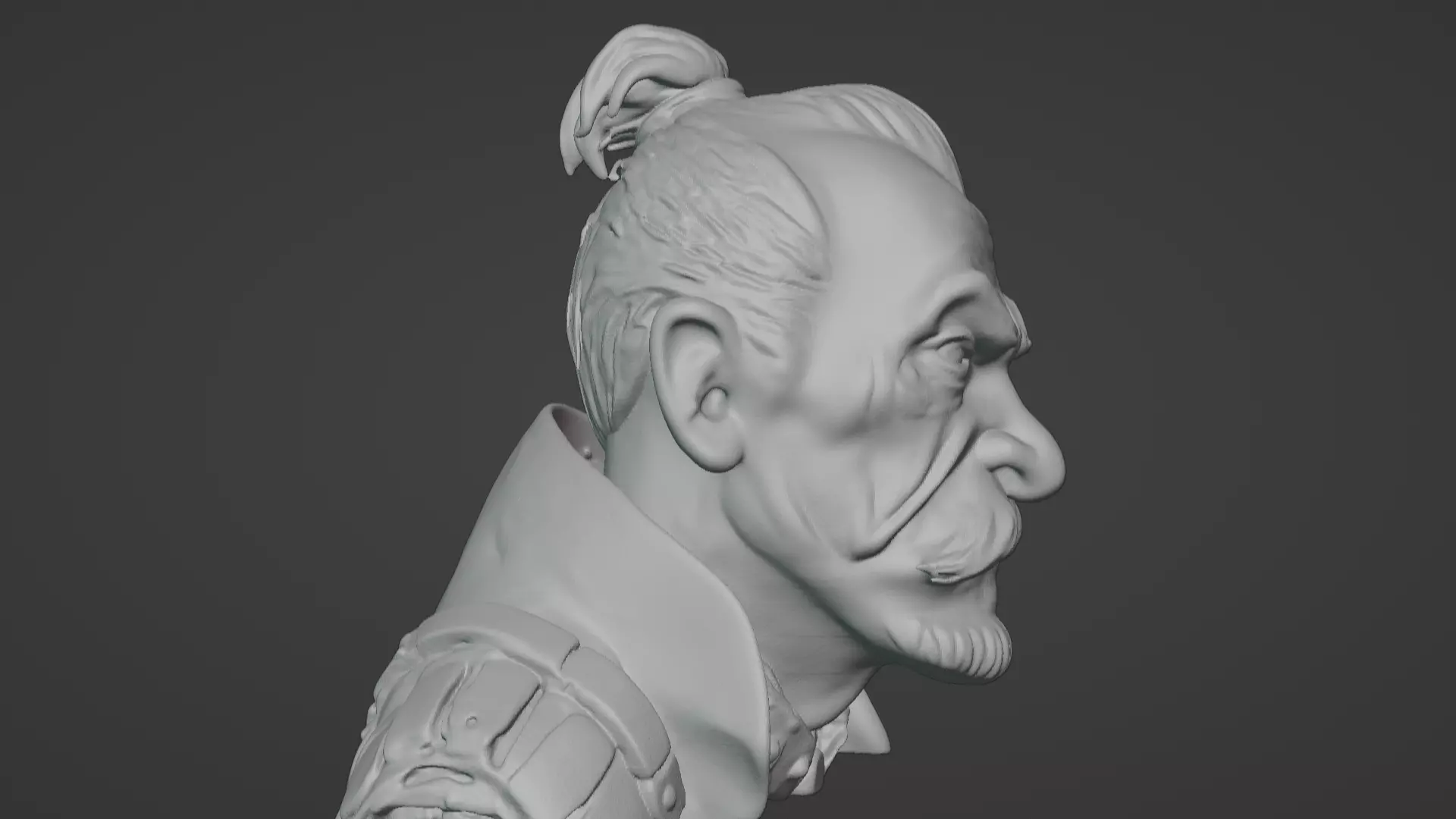 Old Samurai Master Head Bust  3D print model_20