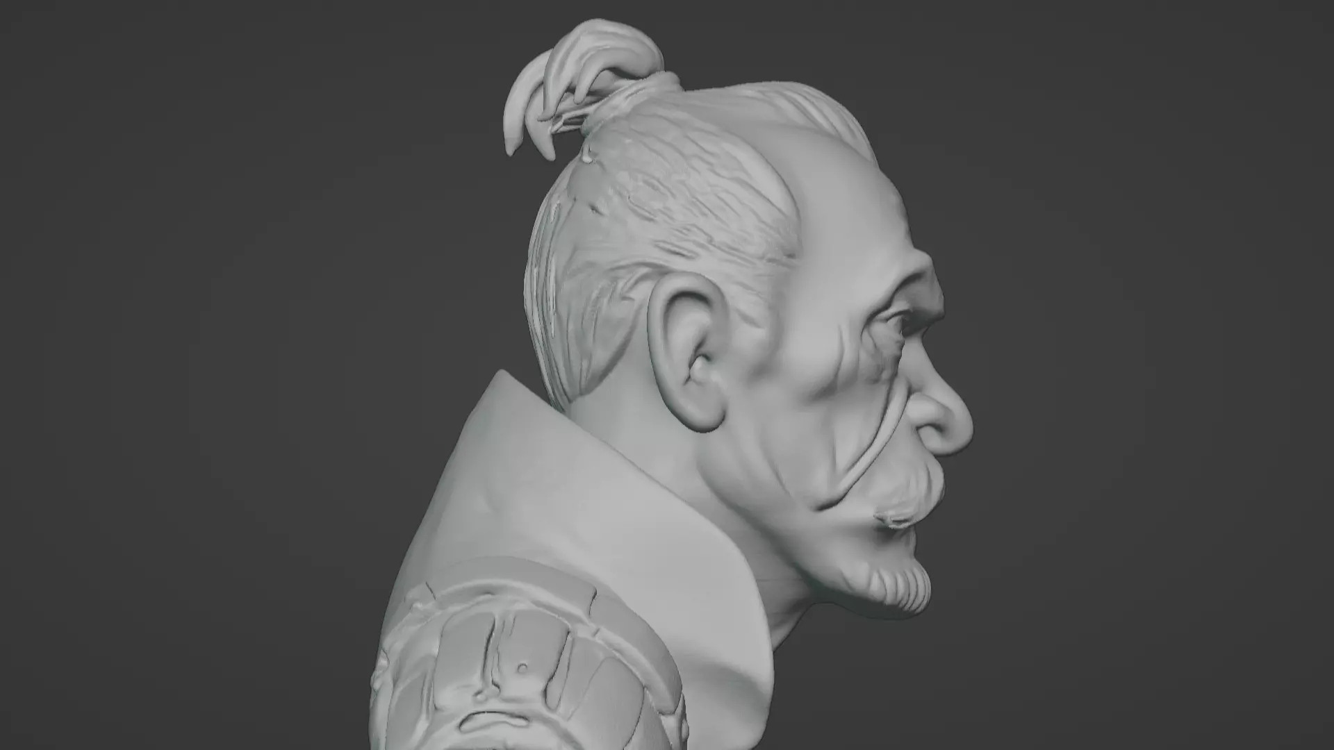 Old Samurai Master Head Bust  3D print model_25