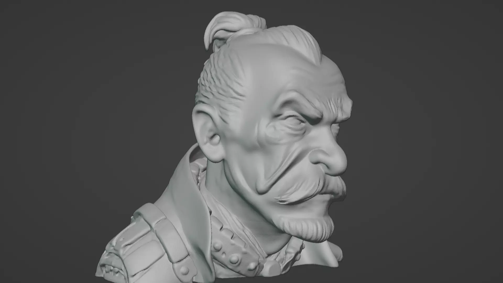 Old Samurai Master Head Bust  3D print model_12