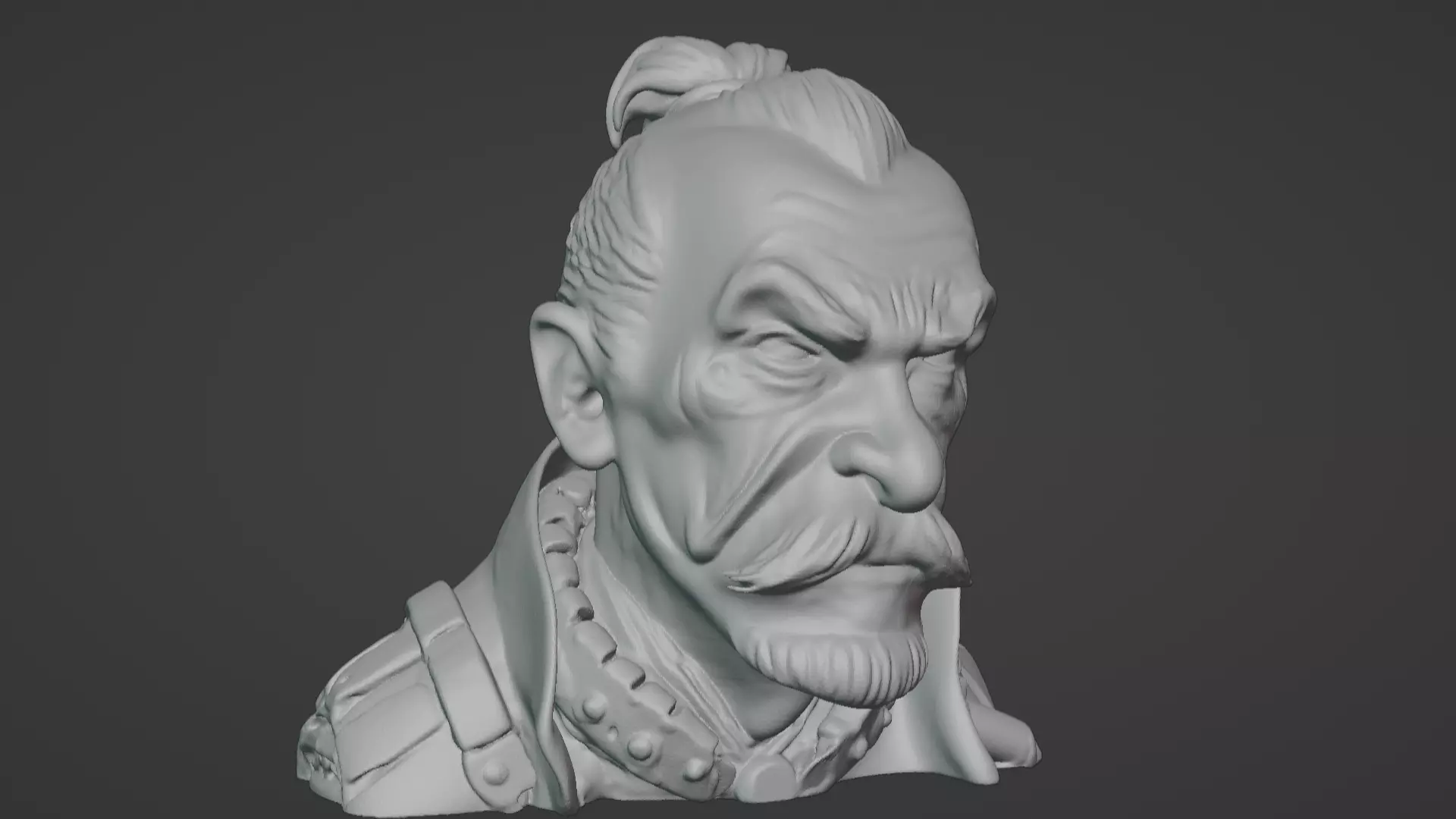 Old Samurai Master Head Bust  3D print model_11