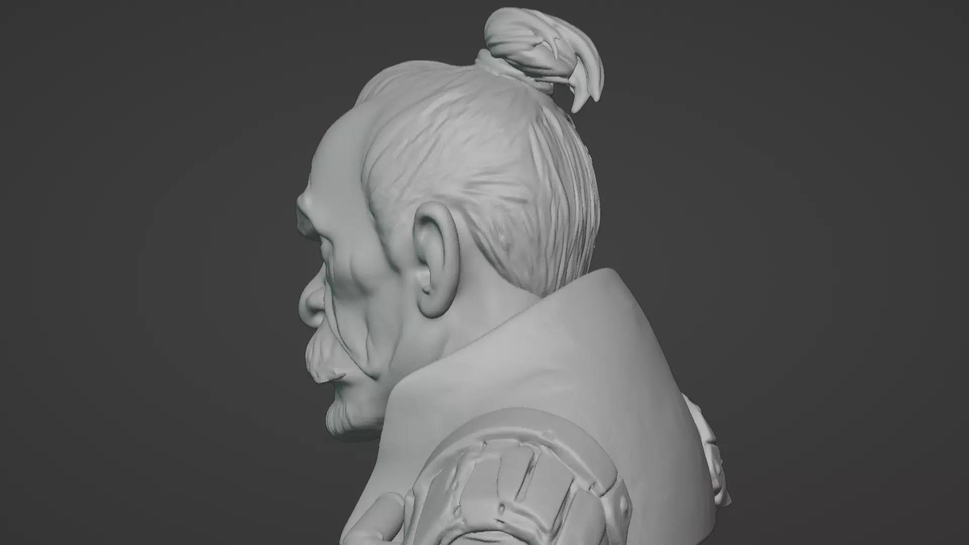 Old Samurai Master Head Bust  3D print model_78