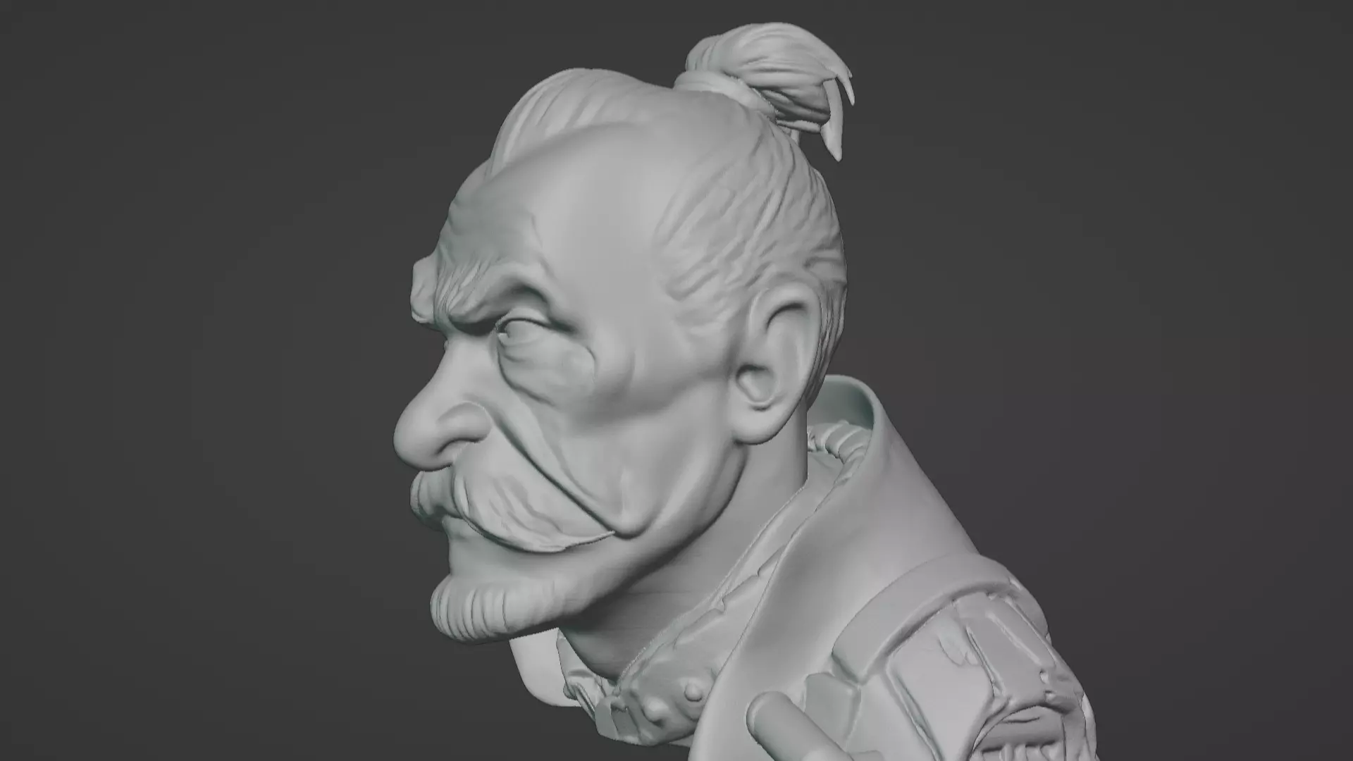 Old Samurai Master Head Bust  3D print model_85