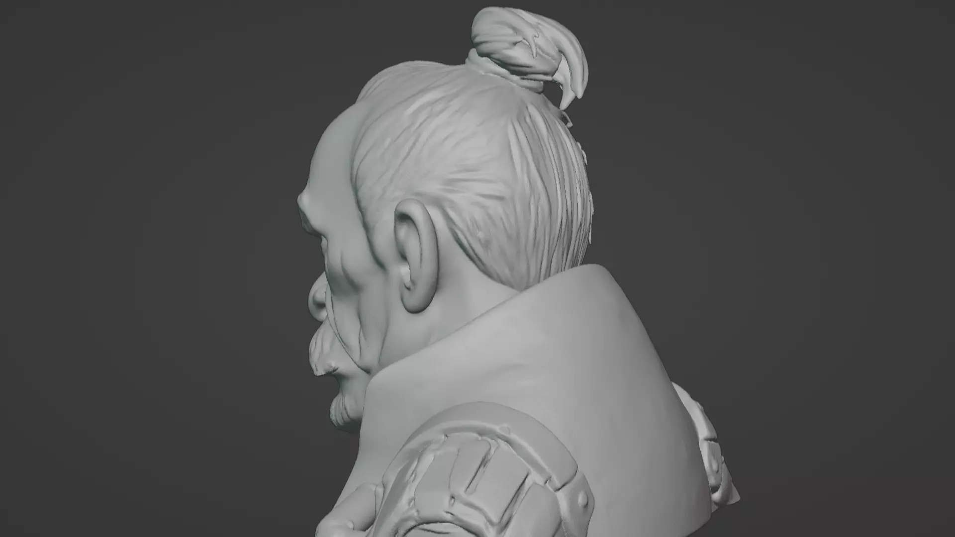 Old Samurai Master Head Bust  3D print model_65