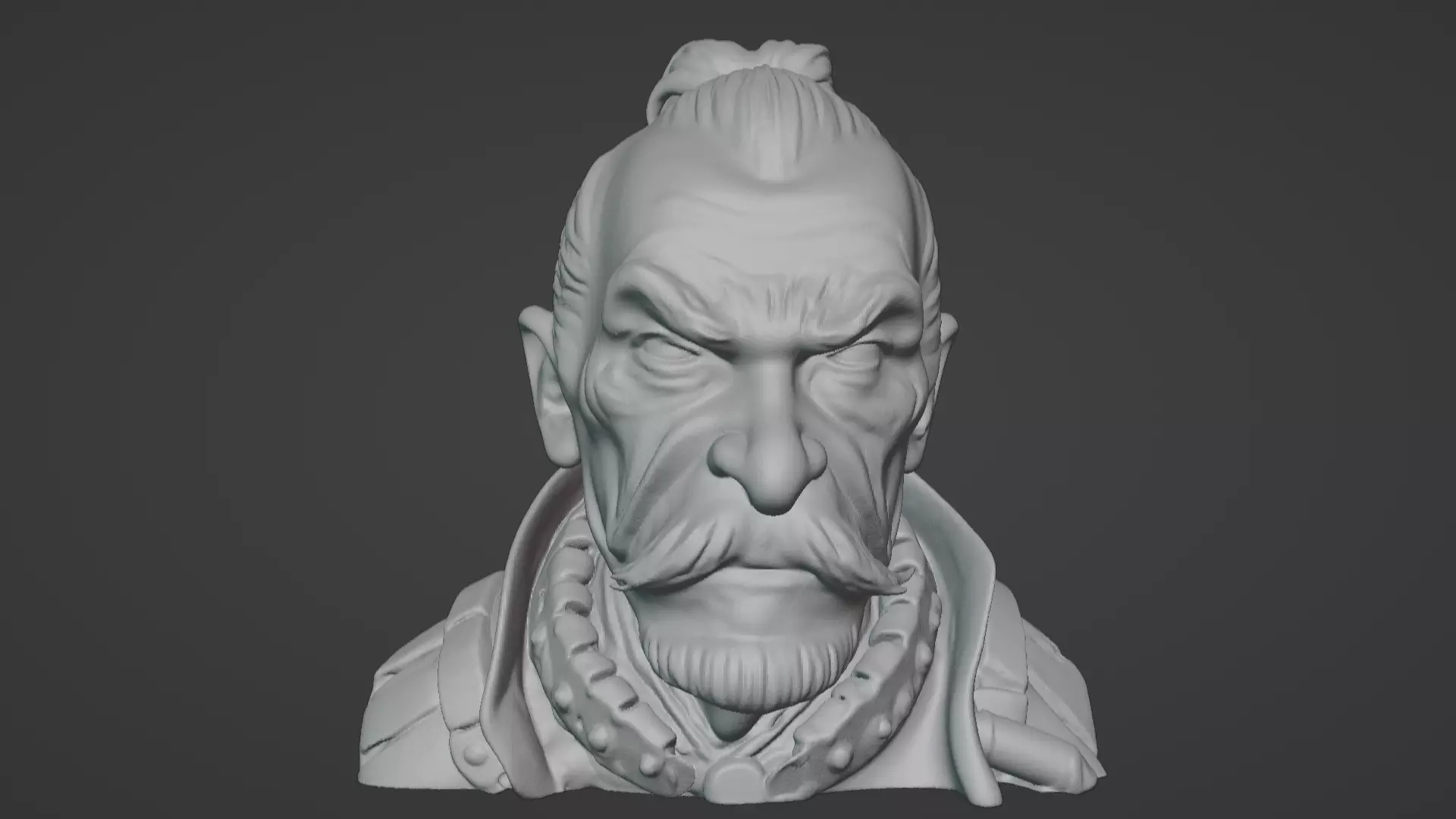 Old Samurai Master Head Bust  3D print model_5