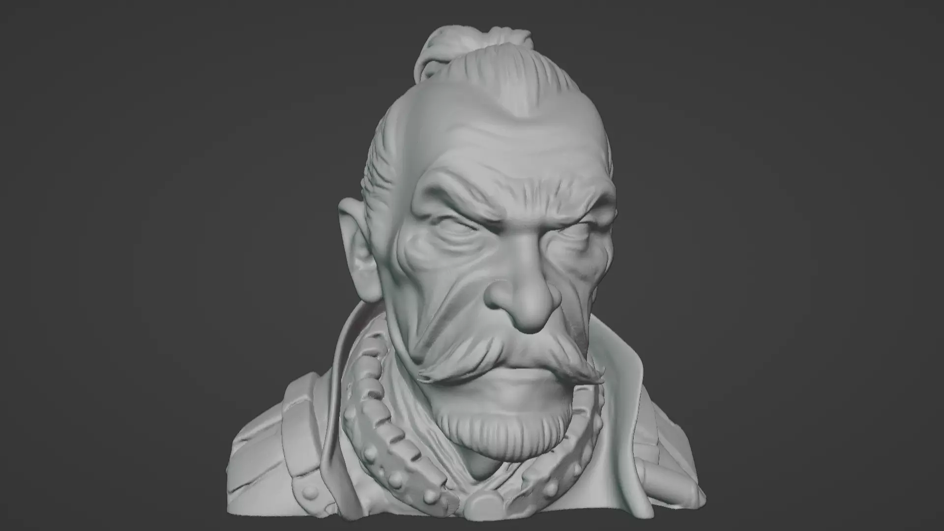 Old Samurai Master Head Bust  3D print model_1