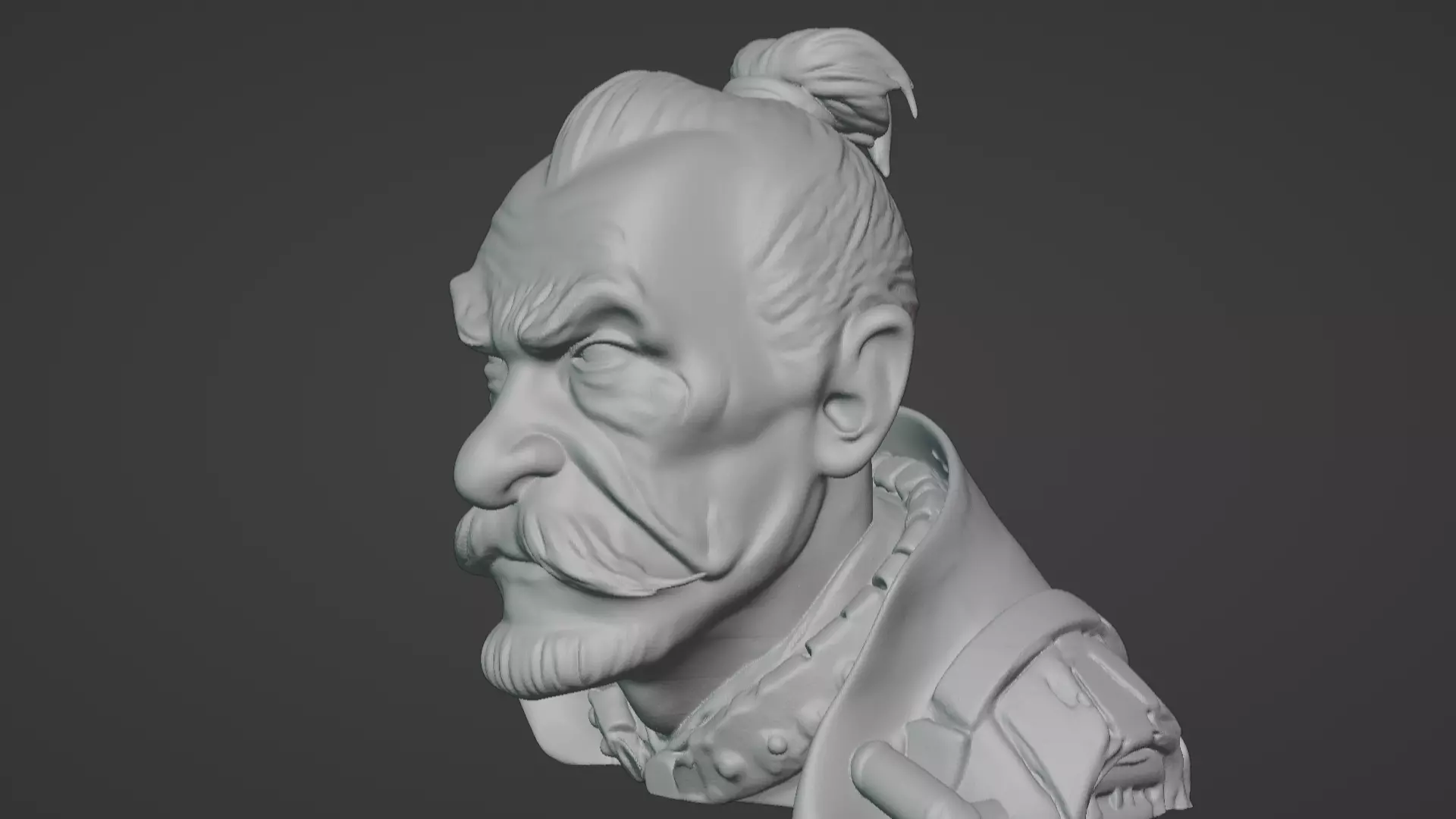 Old Samurai Master Head Bust  3D print model_69