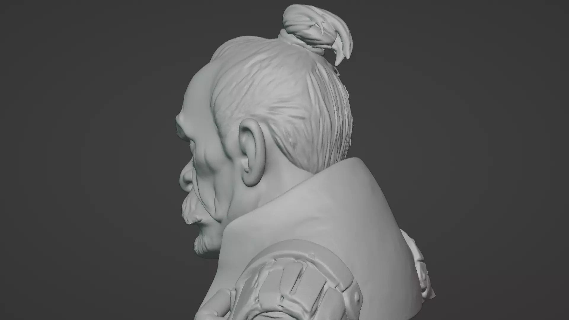 Old Samurai Master Head Bust  3D print model_66