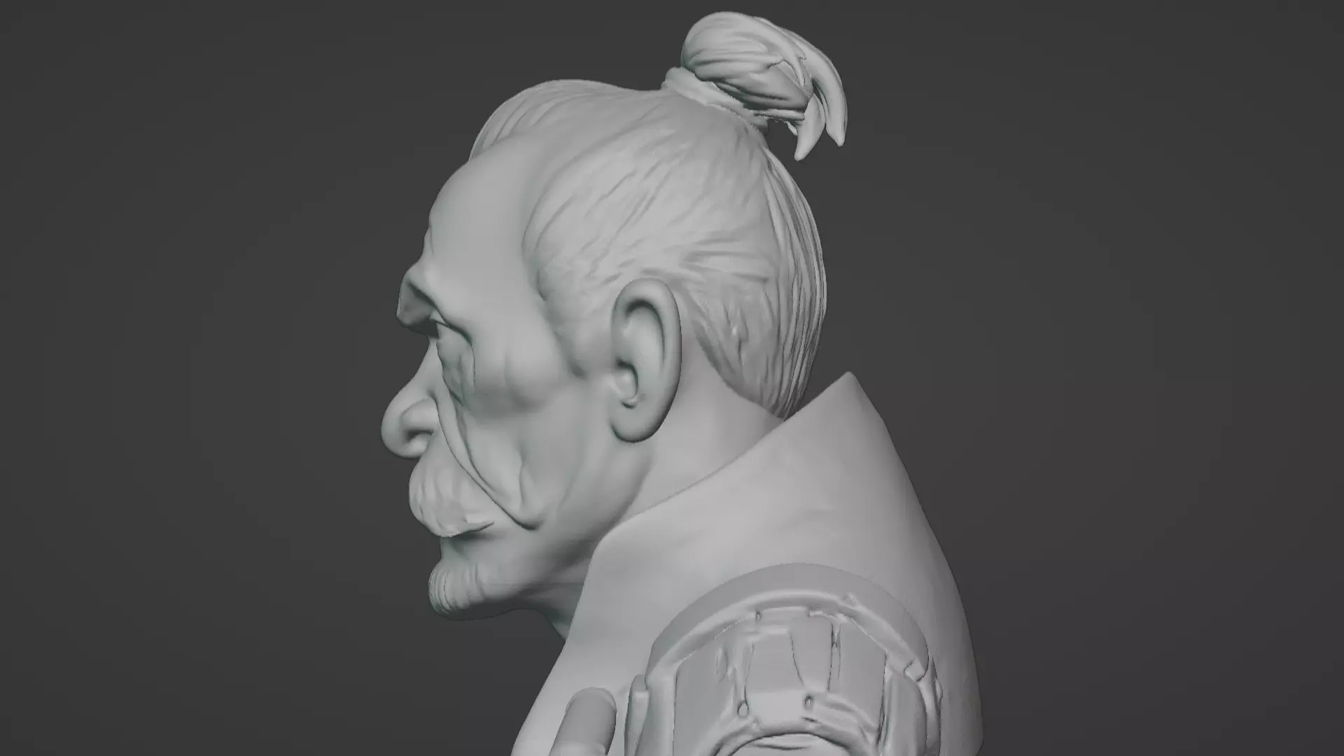 Old Samurai Master Head Bust  3D print model_83