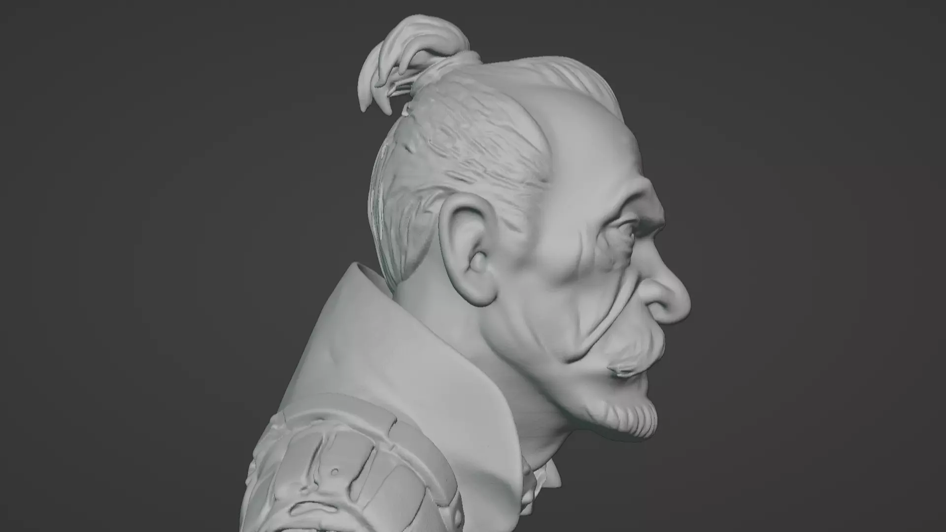 Old Samurai Master Head Bust  3D print model_36