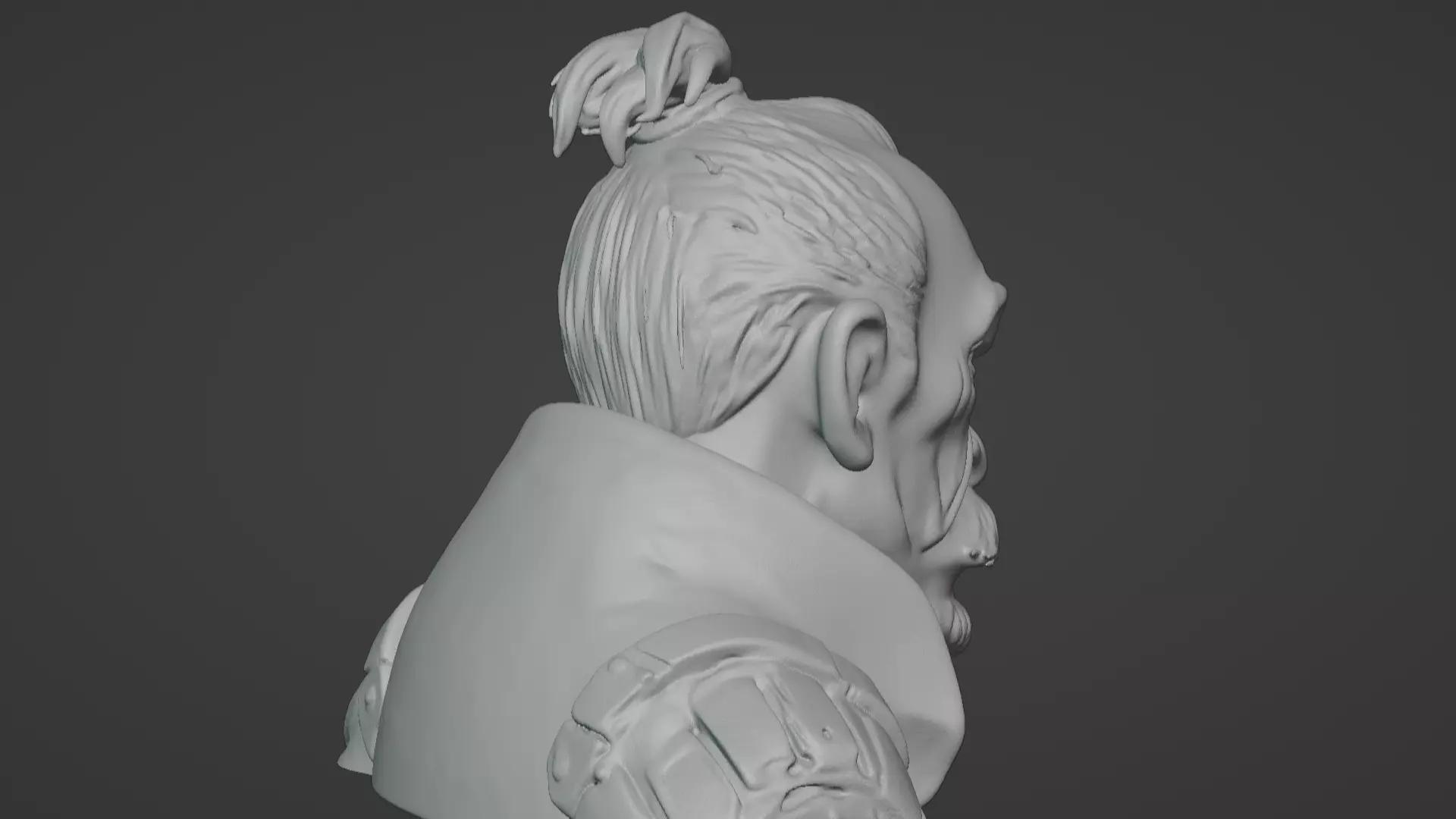 Old Samurai Master Head Bust  3D print model_27