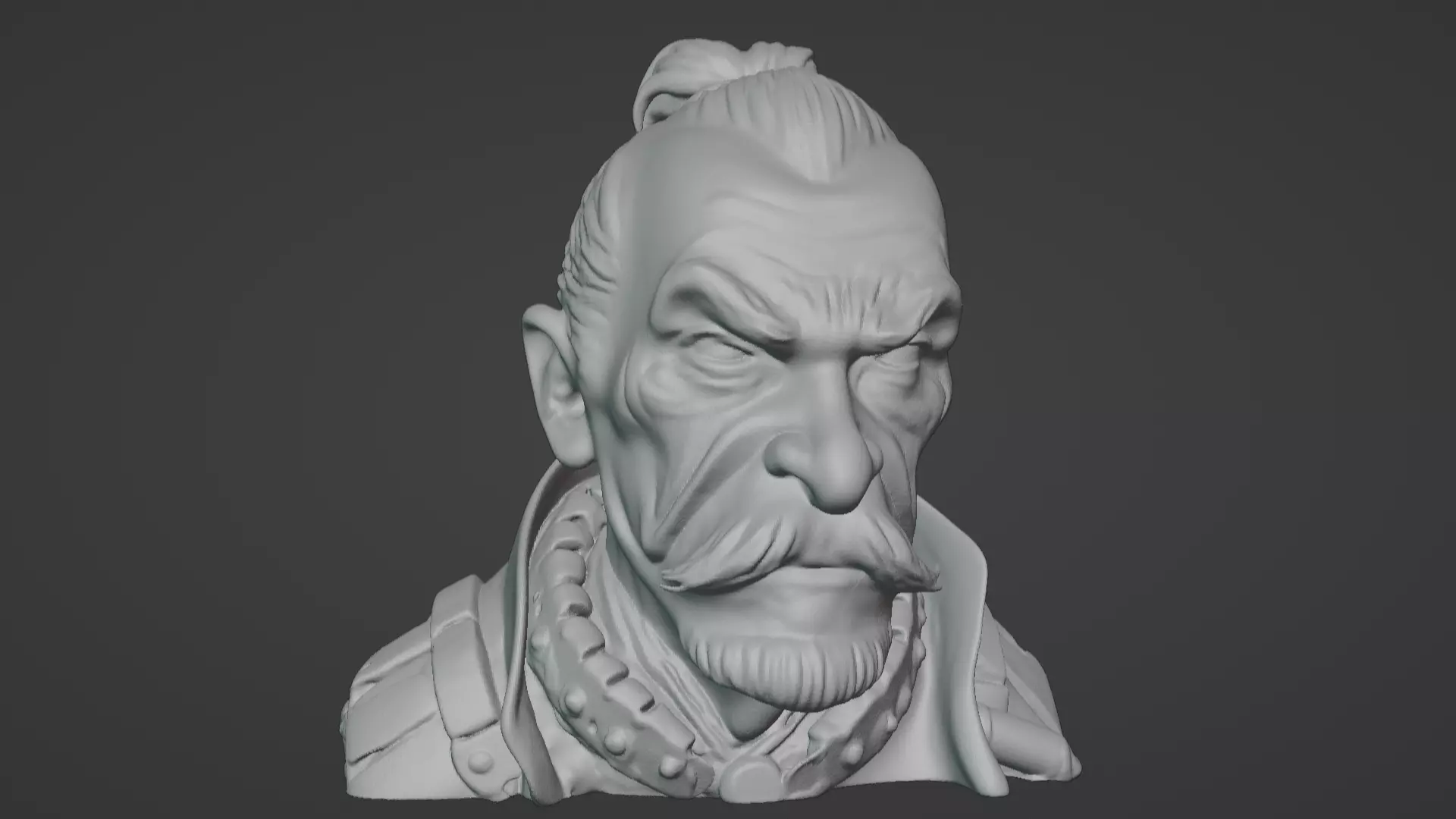 Old Samurai Master Head Bust  3D print model_16