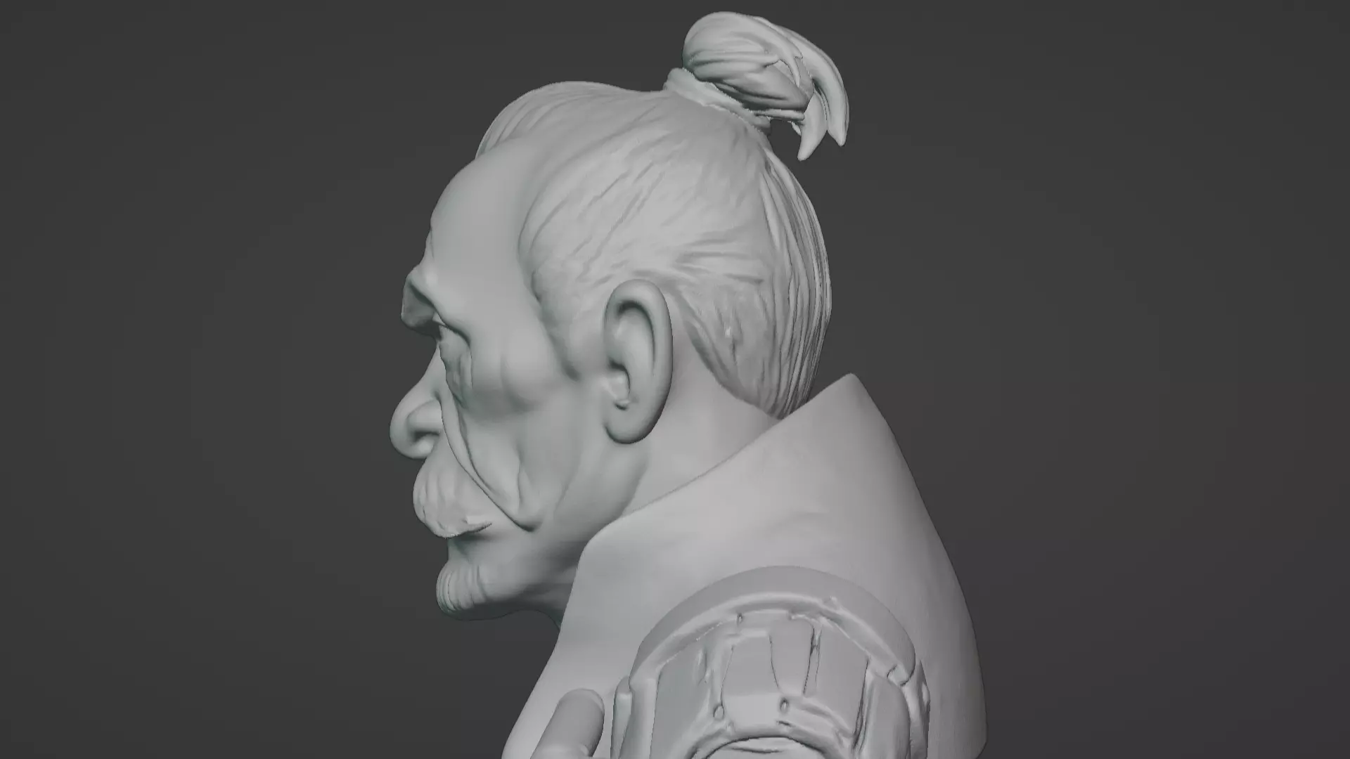 Old Samurai Master Head Bust  3D print model_89