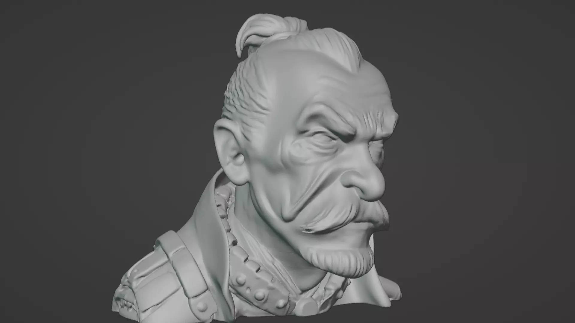 Old Samurai Master Head Bust  3D print model_9
